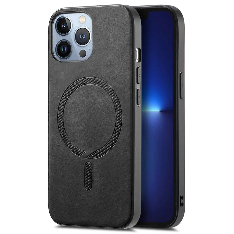 For iPhone 13 Pro Max Leather Back Case Compatible with MagSafe Skin-Touch Phone Cover
