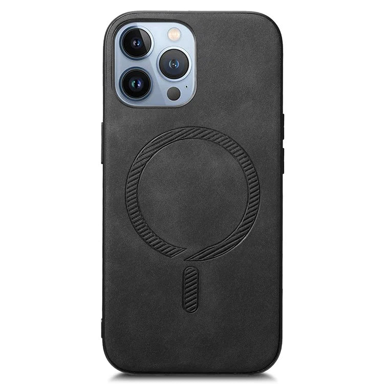 For iPhone 13 Pro Max Leather Back Case Compatible with MagSafe Skin-Touch Phone Cover