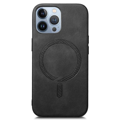For iPhone 13 Pro Max Leather Back Case Compatible with MagSafe Skin-Touch Phone Cover