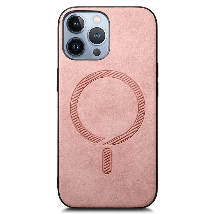 For iPhone 13 Pro Max Leather Back Case Compatible with MagSafe Skin-Touch Phone Cover