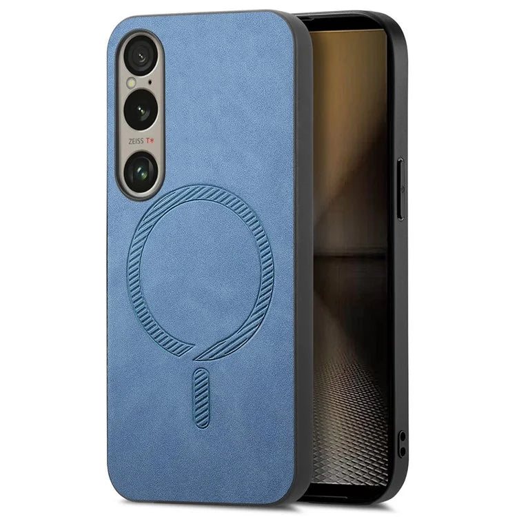 For Sony Xperia 1 VI Leather Back Case Compatible with MagSafe Skin-Touch Phone Cover
