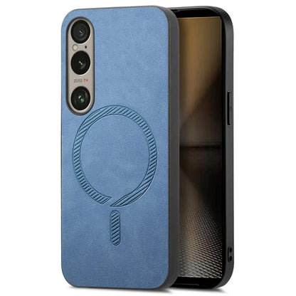 For Sony Xperia 1 VI Leather Back Case Compatible with MagSafe Skin-Touch Phone Cover