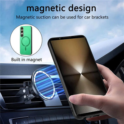 For Sony Xperia 1 VI Leather Back Case Compatible with MagSafe Skin-Touch Phone Cover