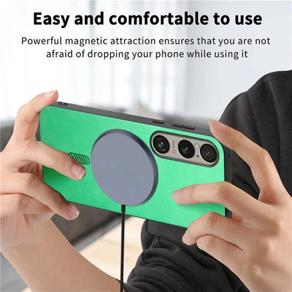 For Sony Xperia 1 VI Leather Back Case Compatible with MagSafe Skin-Touch Phone Cover