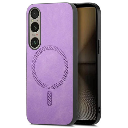 For Sony Xperia 1 VI Leather Back Case Compatible with MagSafe Skin-Touch Phone Cover