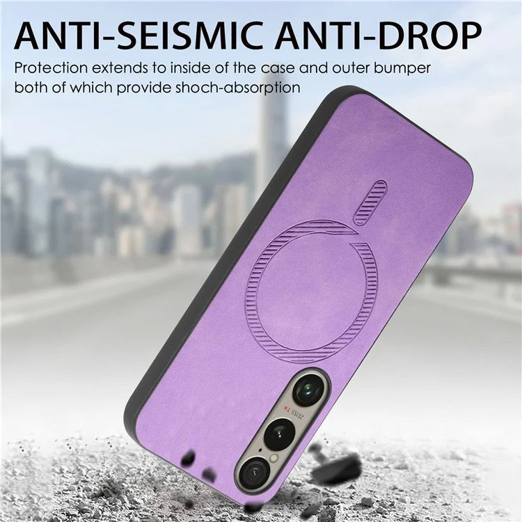For Sony Xperia 1 VI Leather Back Case Compatible with MagSafe Skin-Touch Phone Cover