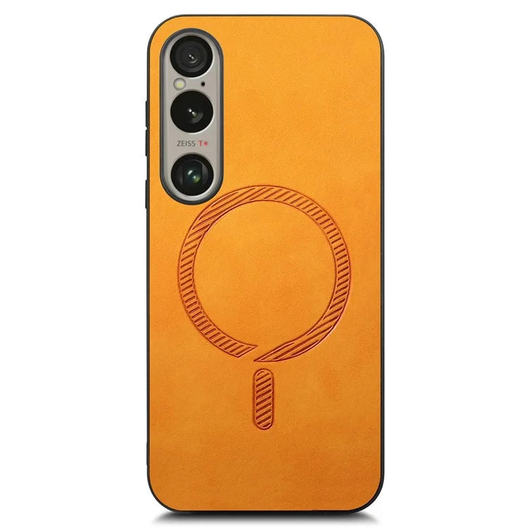 For Sony Xperia 1 VI Leather Back Case Compatible with MagSafe Skin-Touch Phone Cover