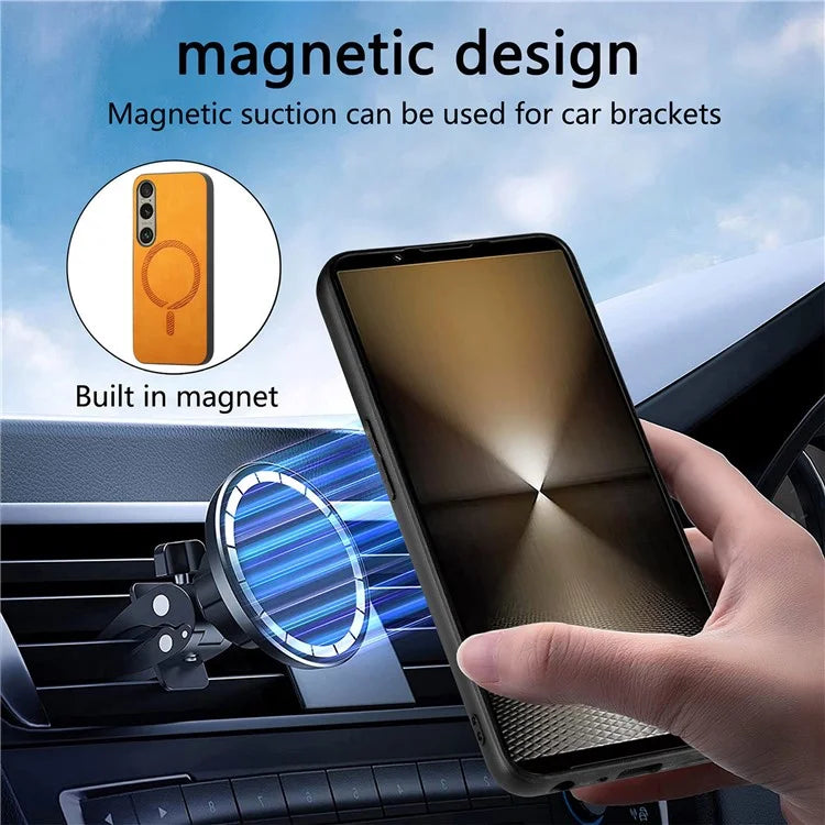 For Sony Xperia 1 VI Leather Back Case Compatible with MagSafe Skin-Touch Phone Cover