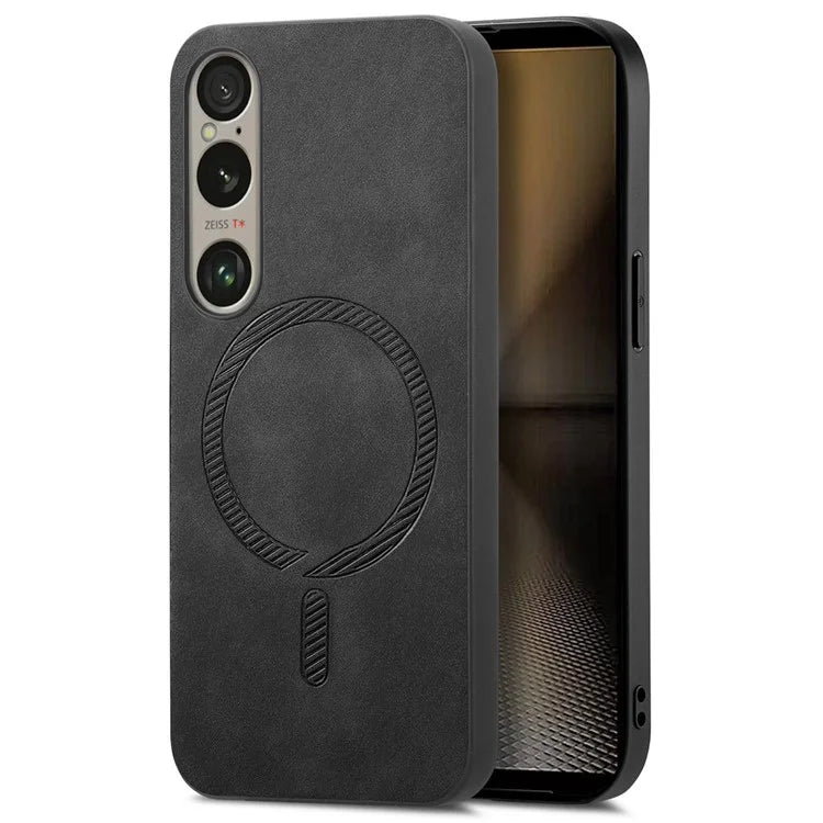 For Sony Xperia 1 VI Leather Back Case Compatible with MagSafe Skin-Touch Phone Cover