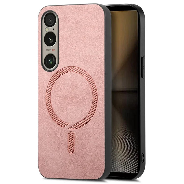 For Sony Xperia 1 VI Leather Back Case Compatible with MagSafe Skin-Touch Phone Cover