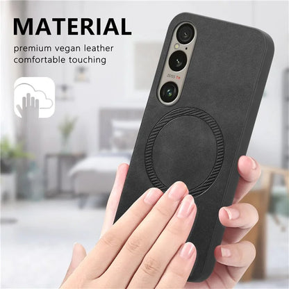 For Sony Xperia 1 VI Leather Back Case Compatible with MagSafe Skin-Touch Phone Cover