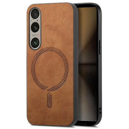 For Sony Xperia 1 VI Leather Back Case Compatible with MagSafe Skin-Touch Phone Cover