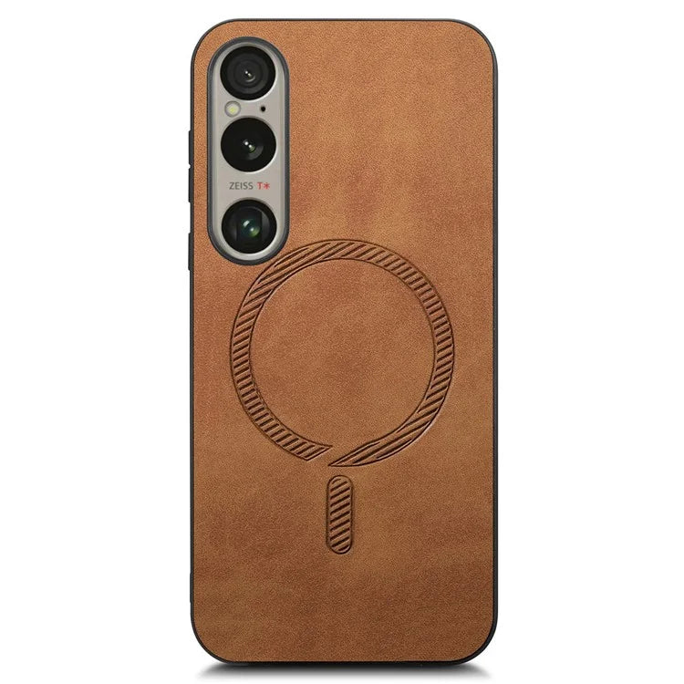 For Sony Xperia 1 VI Leather Back Case Compatible with MagSafe Skin-Touch Phone Cover