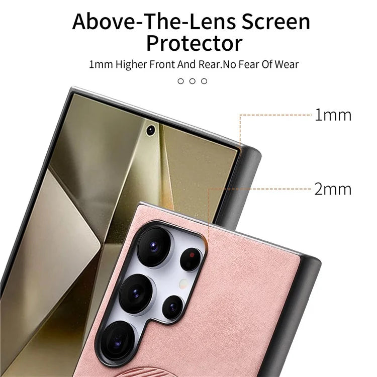 For Samsung Galaxy S24 Ultra Leather Back Case Compatible with MagSafe Skin-Touch Phone Cover