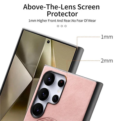 For Samsung Galaxy S24 Ultra Leather Back Case Compatible with MagSafe Skin-Touch Phone Cover