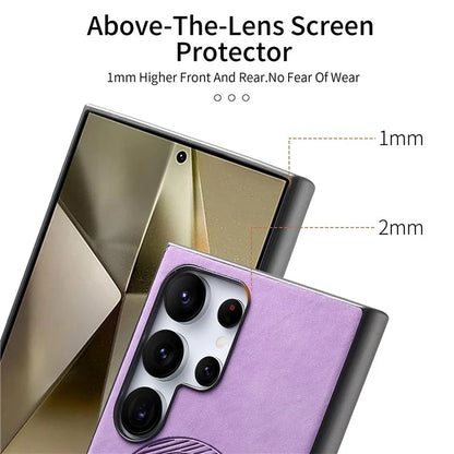 For Samsung Galaxy S24 Ultra Leather Back Case Compatible with MagSafe Skin-Touch Phone Cover