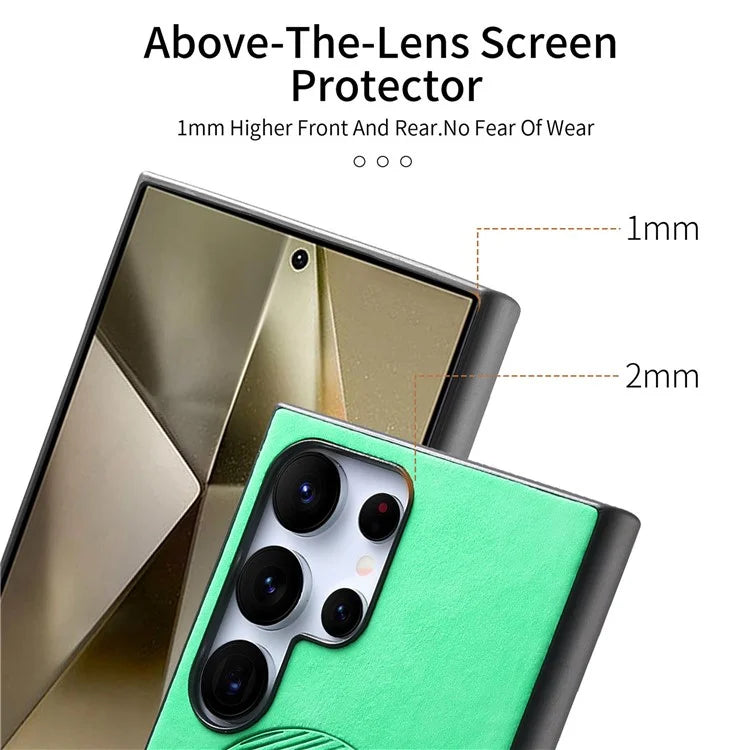 For Samsung Galaxy S24 Ultra Leather Back Case Compatible with MagSafe Skin-Touch Phone Cover