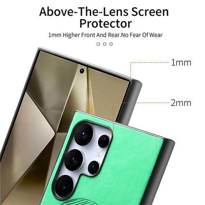 For Samsung Galaxy S24 Ultra Leather Back Case Compatible with MagSafe Skin-Touch Phone Cover
