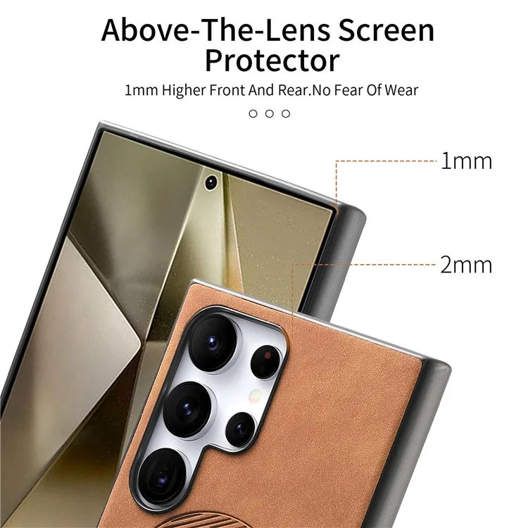 For Samsung Galaxy S24 Ultra Leather Back Case Compatible with MagSafe Skin-Touch Phone Cover