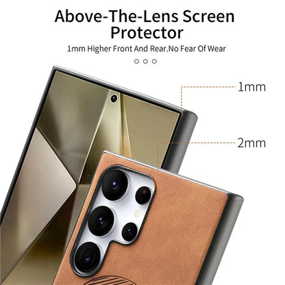 For Samsung Galaxy S24 Ultra Leather Back Case Compatible with MagSafe Skin-Touch Phone Cover