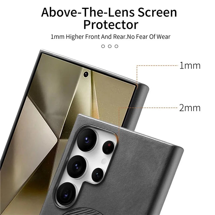 For Samsung Galaxy S24 Ultra Leather Back Case Compatible with MagSafe Skin-Touch Phone Cover