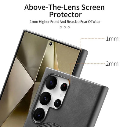 For Samsung Galaxy S24 Ultra Leather Back Case Compatible with MagSafe Skin-Touch Phone Cover
