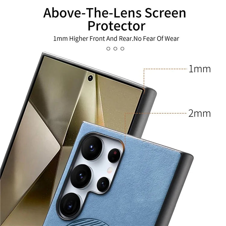For Samsung Galaxy S24 Ultra Leather Back Case Compatible with MagSafe Skin-Touch Phone Cover