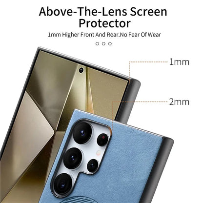 For Samsung Galaxy S24 Ultra Leather Back Case Compatible with MagSafe Skin-Touch Phone Cover