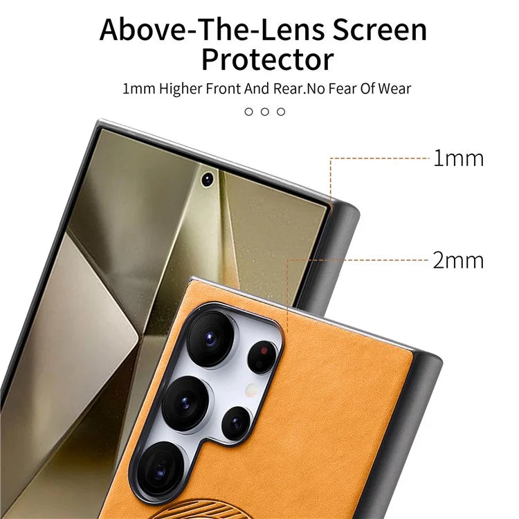 For Samsung Galaxy S24 Ultra Leather Back Case Compatible with MagSafe Skin-Touch Phone Cover