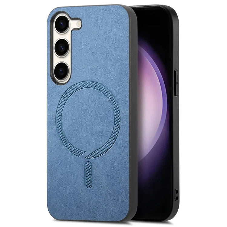 For Samsung Galaxy S23 Leather Back Case Compatible with MagSafe Skin-Touch Phone Cover