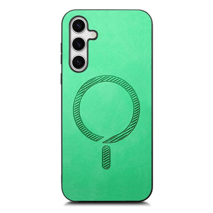 For Samsung Galaxy S24+ Leather Back Case Compatible with MagSafe Skin-Touch Phone Cover