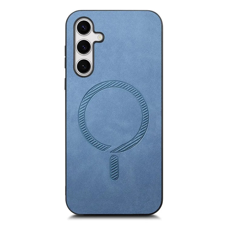 For Samsung Galaxy S24+ Leather Back Case Compatible with MagSafe Skin-Touch Phone Cover