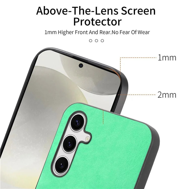 For Samsung Galaxy S24+ Leather Back Case Compatible with MagSafe Skin-Touch Phone Cover