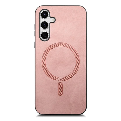 For Samsung Galaxy S24+ Leather Back Case Compatible with MagSafe Skin-Touch Phone Cover