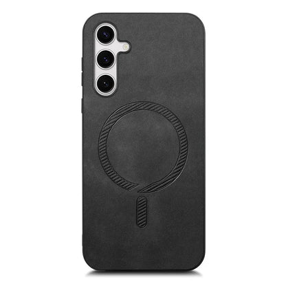 For Samsung Galaxy S24+ Leather Back Case Compatible with MagSafe Skin-Touch Phone Cover