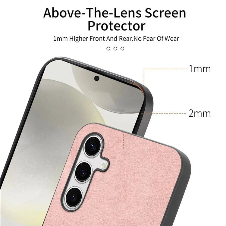 For Samsung Galaxy S24+ Leather Back Case Compatible with MagSafe Skin-Touch Phone Cover