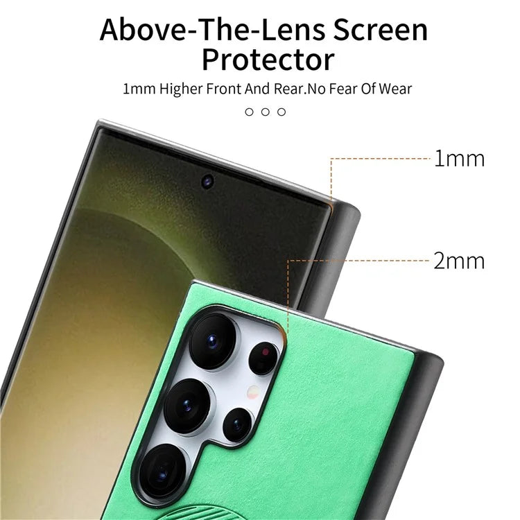 For Samsung Galaxy S23 Ultra Leather Back Case Compatible with MagSafe Skin-Touch Phone Cover