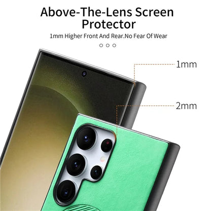 For Samsung Galaxy S23 Ultra Leather Back Case Compatible with MagSafe Skin-Touch Phone Cover