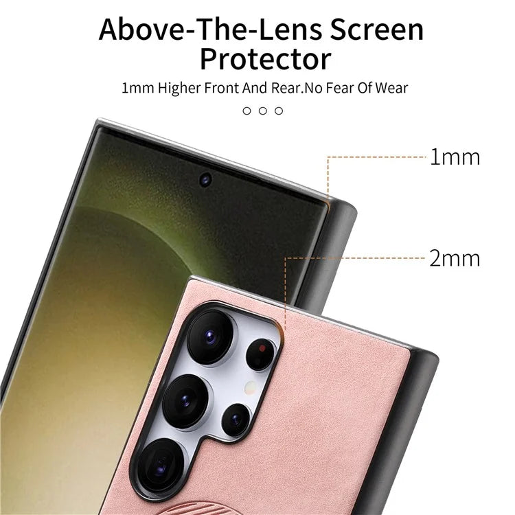 For Samsung Galaxy S23 Ultra Leather Back Case Compatible with MagSafe Skin-Touch Phone Cover
