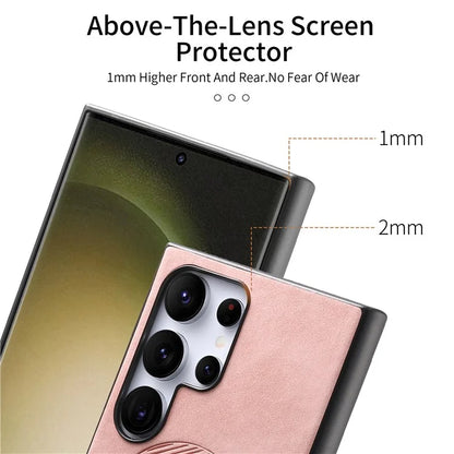 For Samsung Galaxy S23 Ultra Leather Back Case Compatible with MagSafe Skin-Touch Phone Cover