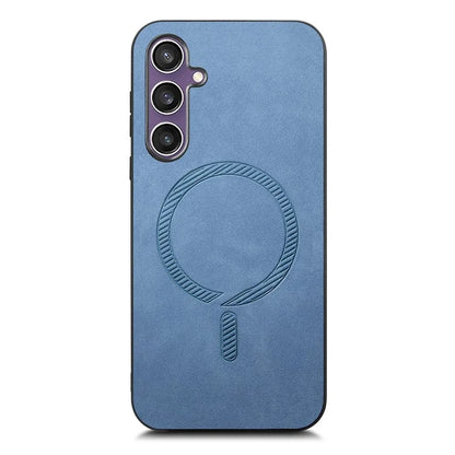 For Samsung Galaxy S23 FE Leather Back Case Compatible with MagSafe Skin-Touch Phone Cover