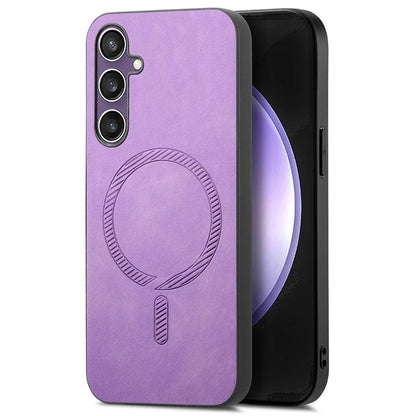 For Samsung Galaxy S23 FE Leather Back Case Compatible with MagSafe Skin-Touch Phone Cover