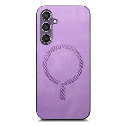 For Samsung Galaxy S23 FE Leather Back Case Compatible with MagSafe Skin-Touch Phone Cover