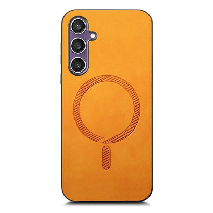 For Samsung Galaxy S23 FE Leather Back Case Compatible with MagSafe Skin-Touch Phone Cover