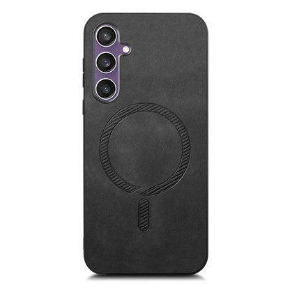 For Samsung Galaxy S23 FE Leather Back Case Compatible with MagSafe Skin-Touch Phone Cover