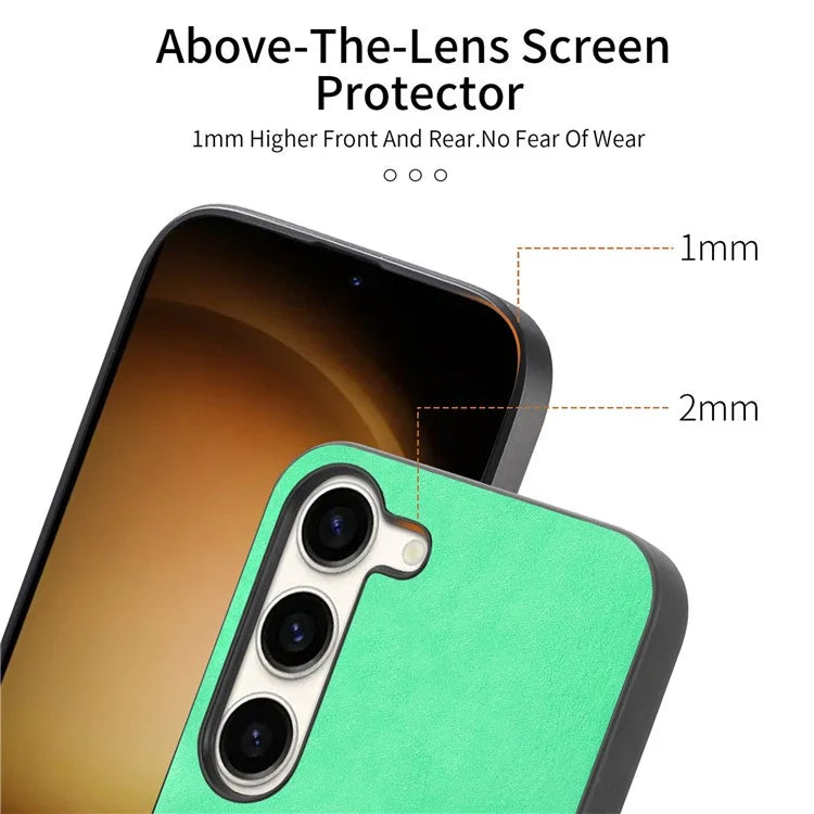 For Samsung Galaxy S23+ Leather Back Case Compatible with MagSafe Skin-Touch Phone Cover