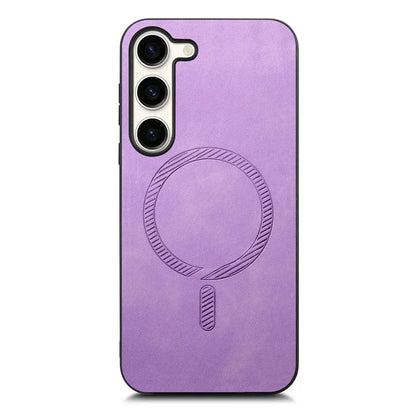 For Samsung Galaxy S23+ Leather Back Case Compatible with MagSafe Skin-Touch Phone Cover