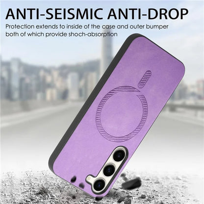 For Samsung Galaxy S23+ Leather Back Case Compatible with MagSafe Skin-Touch Phone Cover