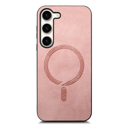 For Samsung Galaxy S23+ Leather Back Case Compatible with MagSafe Skin-Touch Phone Cover