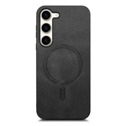 For Samsung Galaxy S23+ Leather Back Case Compatible with MagSafe Skin-Touch Phone Cover